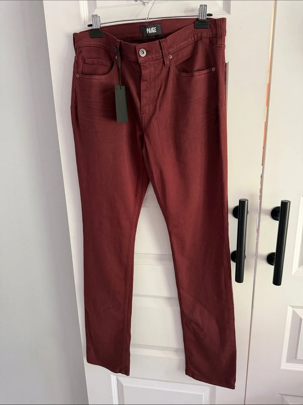 PAIGE Federal Men's Slim Straight Jeans in Burgundy size 32